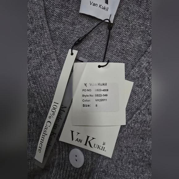Van Kukil Celine 100% Cashmere Cardigan  Derby Grey, Organic Yarns-NWT - Picture 12 of 12